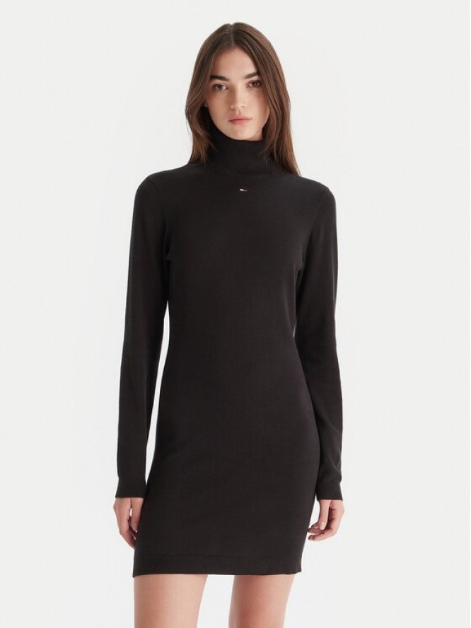 Tommy Jeans Sukienka dzianinowa Ess DW0DW21958 Czarny Slim Fit