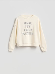 Bluza z haftowanym napisem - złamana biel