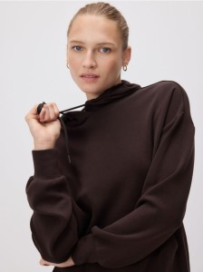 Gładka bluza z modalem - ciemnobrązowy