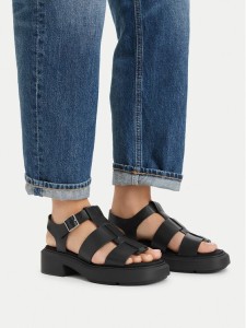 Calvin Klein Sandały Chunky Sandal Fisherm Lth HW0HW02904 Czarny