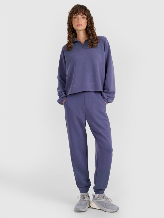 4F Bluza dresowa nierozpinana z modalem damska - granatowa XS