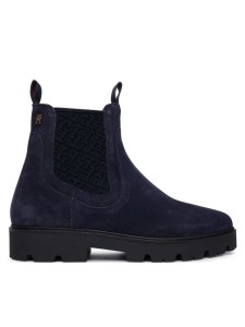 Tommy Hilfiger Sztyblety Th Monogram Suede Chelsea Boot FW0FW09563 Granatowy