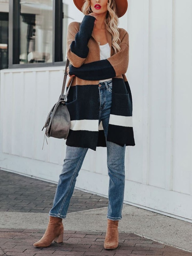 Milan Kiss Kardigan w kolorze jasnobrązowo-czarnym rozmiar: L