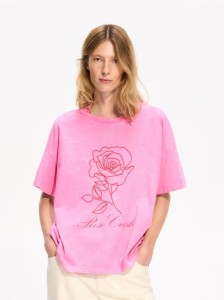 T-shirt z nadrukiem - różowy