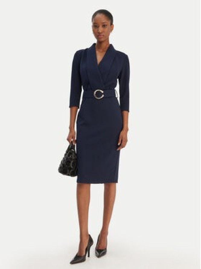 Rinascimento Sukienka koktajlowa CFC0126777003 Granatowy Slim Fit