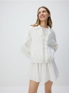 Nylonowa kurtka bomber - biały