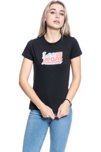 DAMSKI T-SHIRT LEE CREW NECK TEE BLACK L41LYG01 112109066