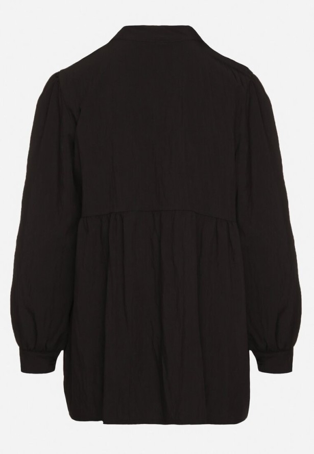 Czarna Koszula z Wiskozą Ozdobiona Perełkami Tanavitia