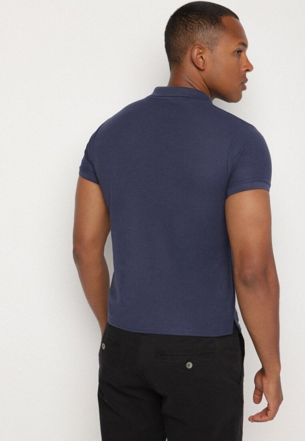 Granatowy T-shirt Polo z Bawełną Fodelira
