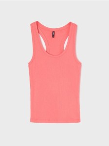 Bawełniana koszulka na ramiączkach - koralowy
