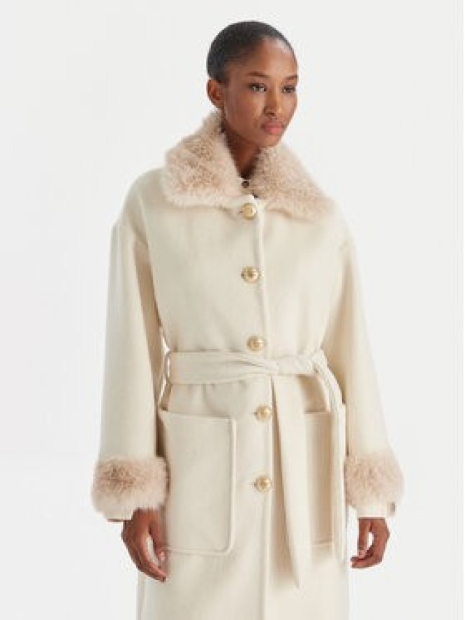 YES LONDON Płaszcz wełniany CD1211ECO Écru Regular Fit