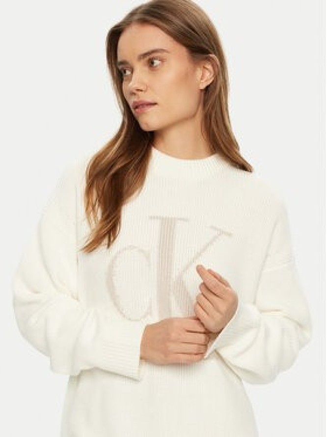 Calvin Klein Jeans Sweter Intrasia J20J224799 Écru Relaxed Fit