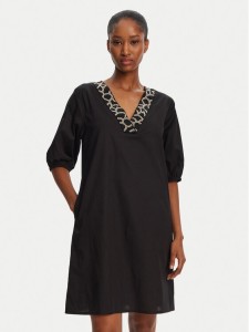 Selmark Sukienka letnia BN198 Czarny Relaxed Fit