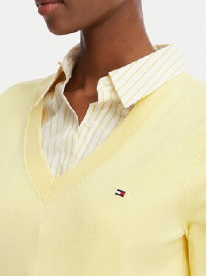 Tommy Hilfiger Sweter WW0WW40098 Żółty jasny Regular Fit