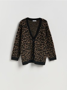 Długi kardigan w panterkę - wielobarwny