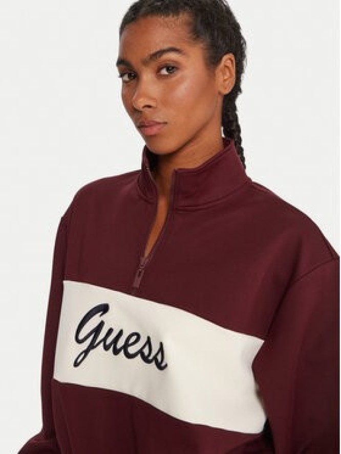Guess Bluza V5BQ00 KCX22 Bordowy Regular Fit