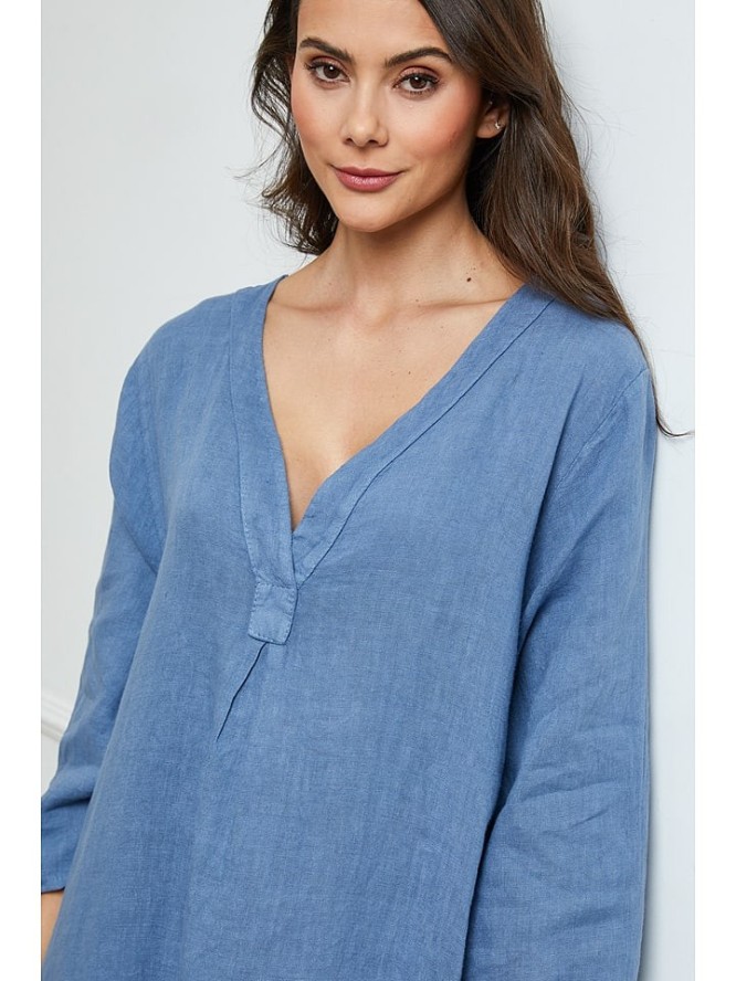 Joséfine Lniana sukienka w kolorze niebieskim rozmiar: L