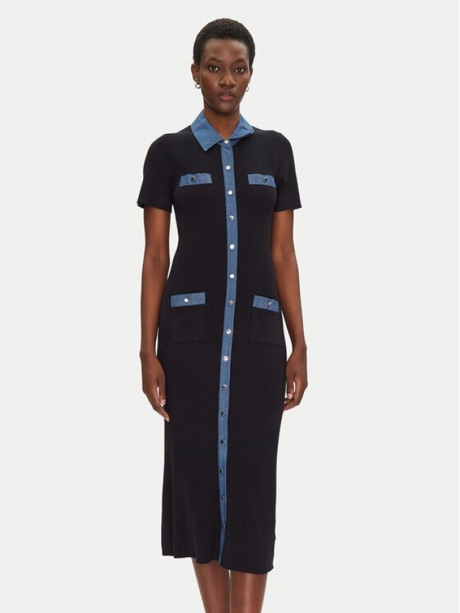 Morgan Sukienka dzianinowa 241-RMSISSI Granatowy Slim Fit