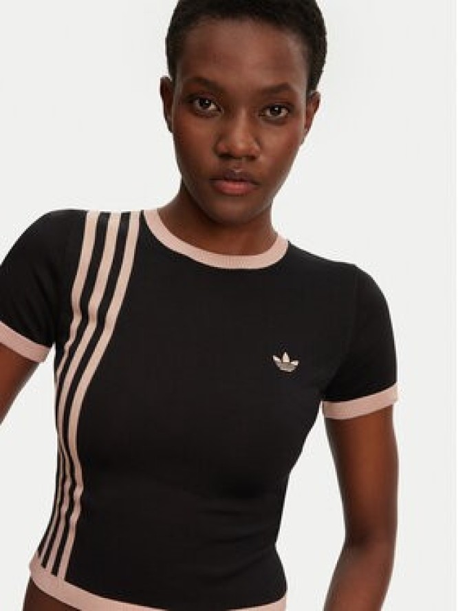 adidas T-Shirt Knitted 3-Stripes JJ0960 Czarny Slim Fit