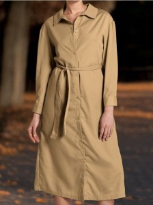 Sukienka midi z kołnierzykiem - brązowy