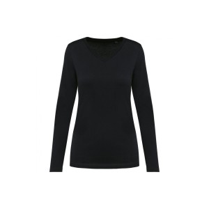 Damska koszulka z długim rękawem suprima v-neck Kariban Premium