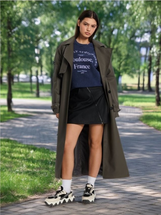 Spódnica mini z imitacji skóry - czarny