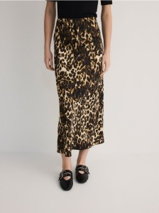 Satynowa spódnica midi - wielobarwny