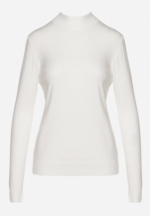 Biały Klasyczny Półgolf z Domieszką Kaszmiru Zailena