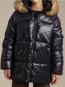 Pikowana kurtka puffer - czarny