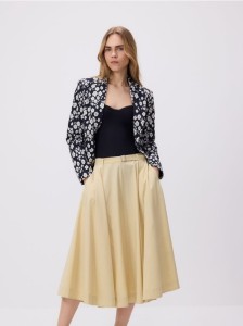 Spódnica midi z bawełną - jasnożółty