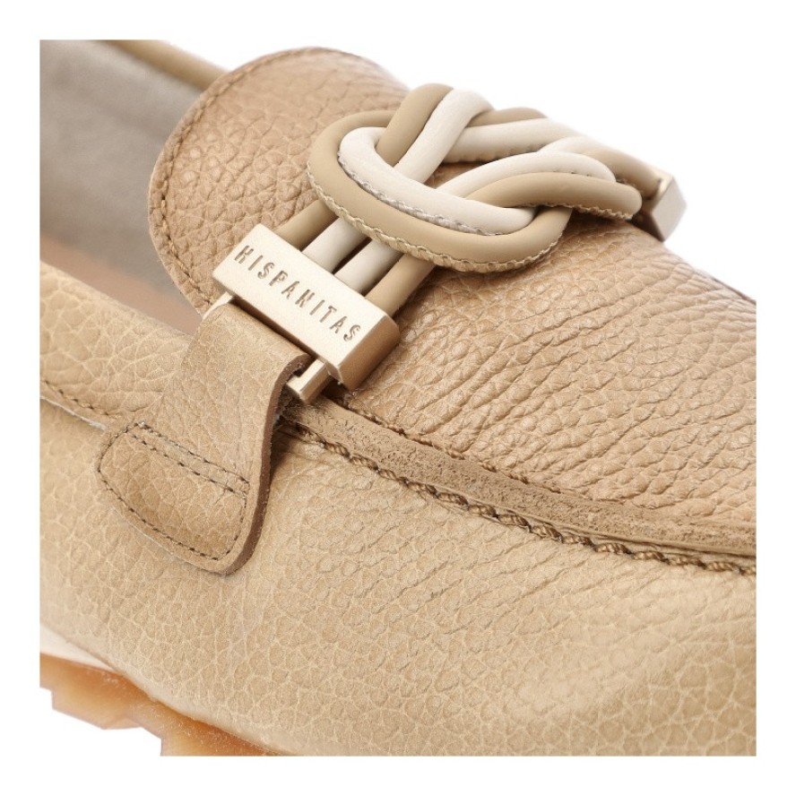 Półbuty damskie Hispanitas, ze skóry naturalnej wsuwany krój metalowa ozdoba na podbiciu, beżowe, HV264662 Bolero-V26 Desert