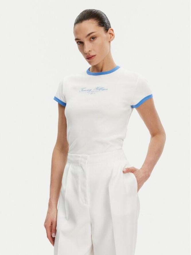 Tommy Hilfiger T-Shirt WW0WW44581 Écru Slim Fit