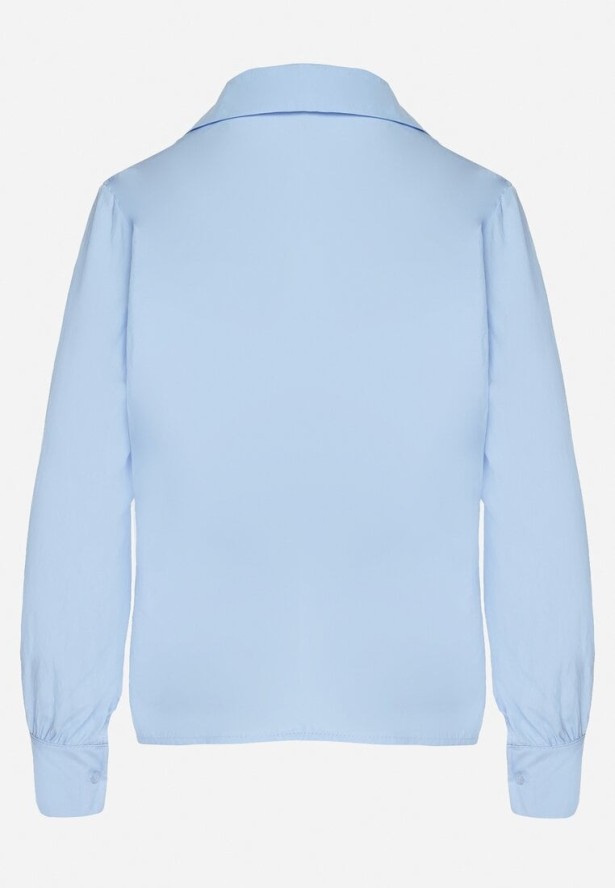 Jasnoniebieska Koszula z Wiskozą i Koronkowymi Wstawkami Tenaraia