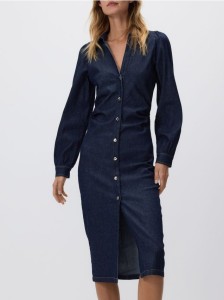 Jeansowa sukienka midi - granatowy