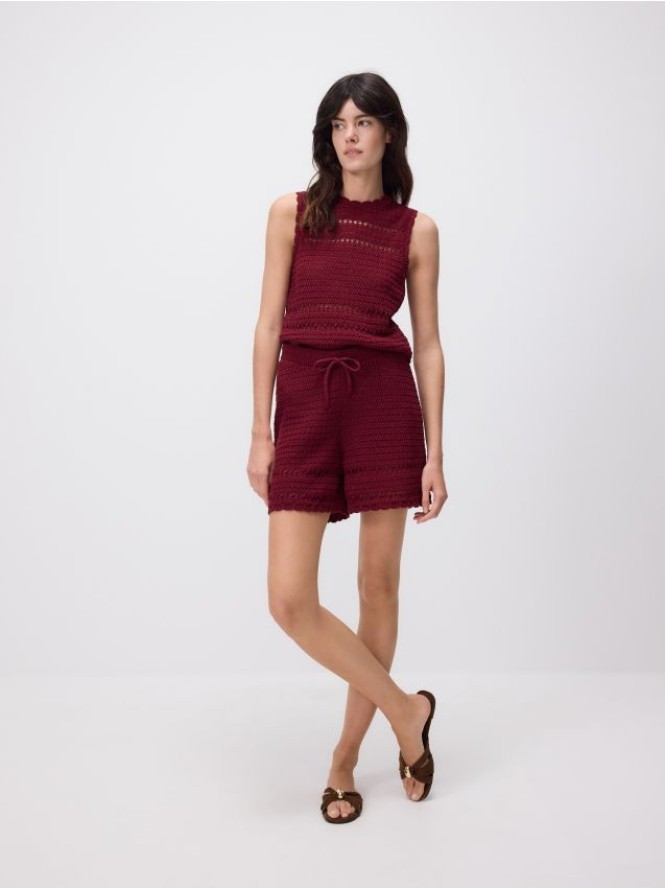 Dzianinowe szorty - bordowy