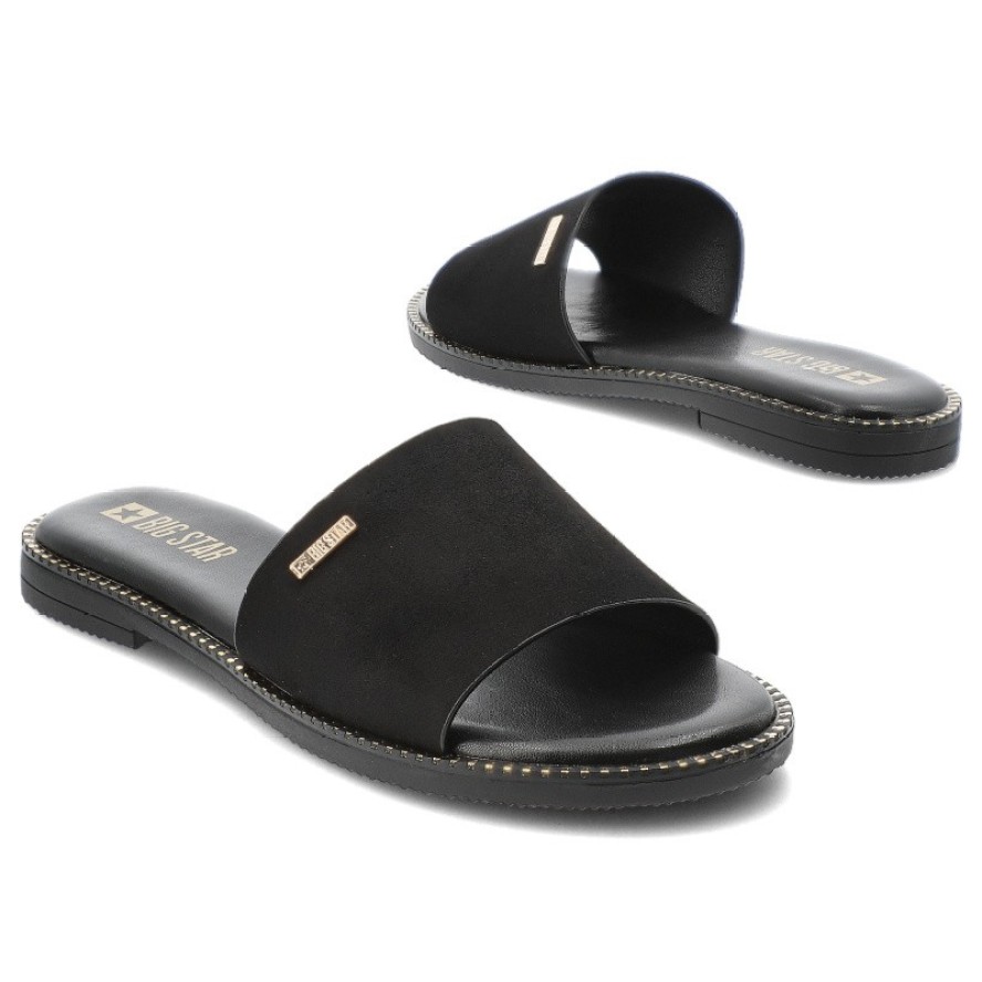 Czarne Klapki Big Star Modne Obuwie Damskie