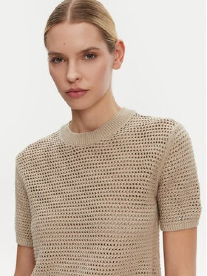 Tommy Hilfiger Sweter Pointelle WW0WW45950 Beżowy Regular Fit