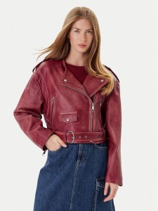 BOSS Kurtka skórzana C_Sadora 50543026 Bordowy Regular Fit