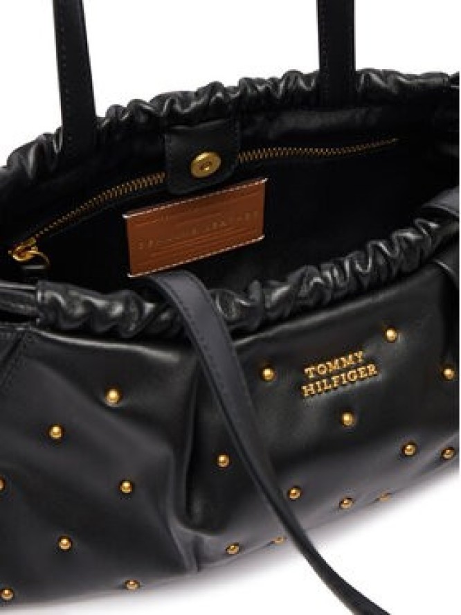 Tommy Hilfiger Torebka Soft Leather Shoulder Bag Studs AW0AW19338 Czarny