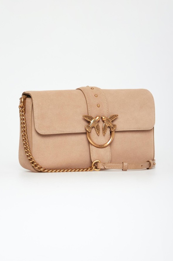 Torebka damska zamszowa skóra Love One Classic Slouchy Suede PINKO