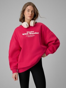 4F Bluza dresowa oversize bez kaptura damska - różowa XL