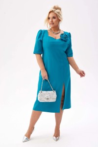 Elegancka wizytowa sukienka Helen w odcieniach turkusu - elegancja i kobiecy szyk PLUS SIZE XXL