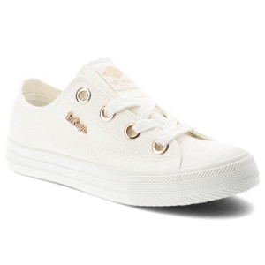 Trampki damskie Lee Cooper, cholewka z materiału tekstylnego wiązanie z przodu na płaskiej podeszwie, białe, LCW-26-02-4068L SVL-653