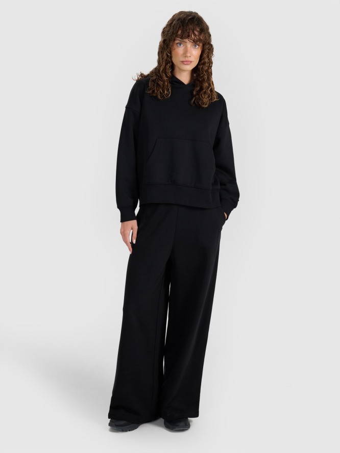 4F Bluza dresowa nierozpinana z kapturem damska - czarna L