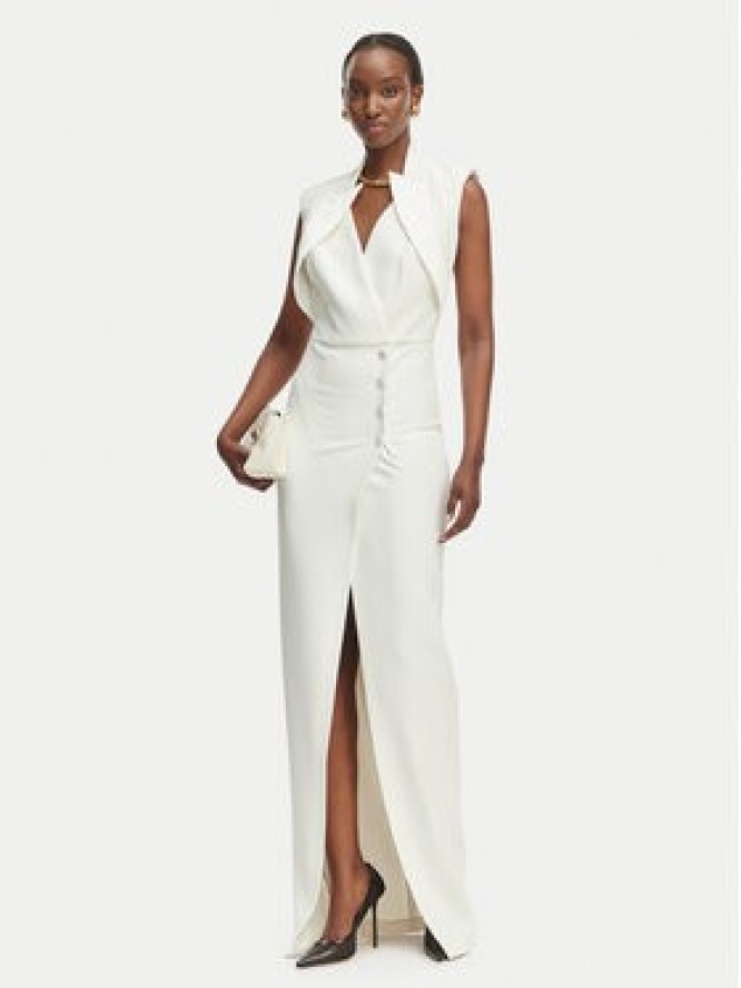 Elisabetta Franchi Sukienka wieczorowa AB-R31-61E2 Biały Regular Fit