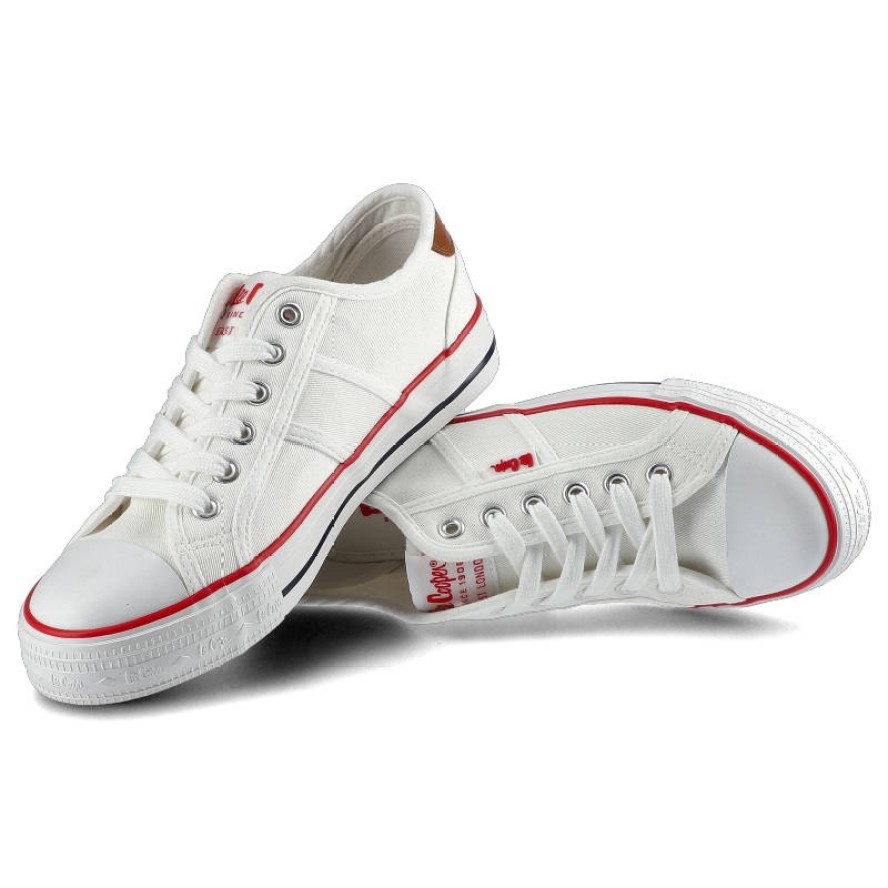 Trampki damskie Lee Cooper, znurowany fason cholewka tekstylna płócienna niska cholewka przed kostkę gumowy nosek ochronny płaska elastyczna podeszwa