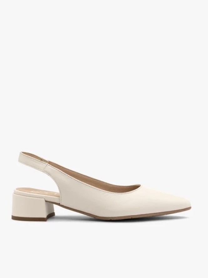 Kremowe czółenka slingback bez pięty