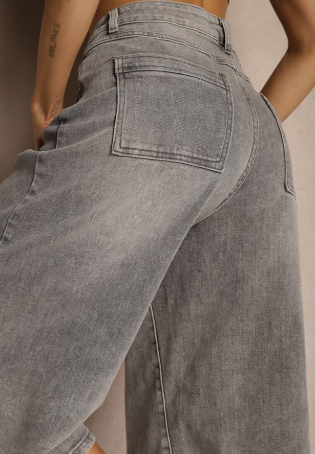 Szare Szorty Jeansowe Bermudy Baggy Talienne