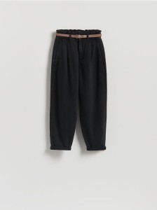 Jeansy paperbag z paskiem - czarny