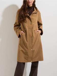Długa parka z kapturem - beżowy